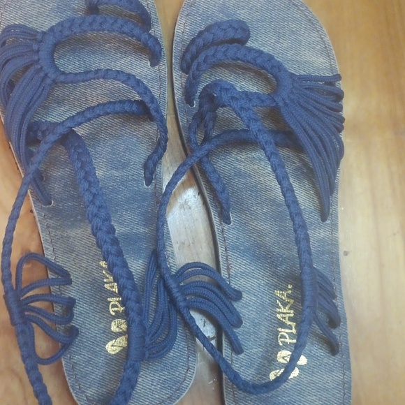 Plaka Women's Navy Braided Sandals size 9 - Picture 4 of 5